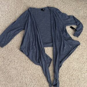 NWT ANA a new day Heather Blue Open Cardigan Tie Wrap large slate